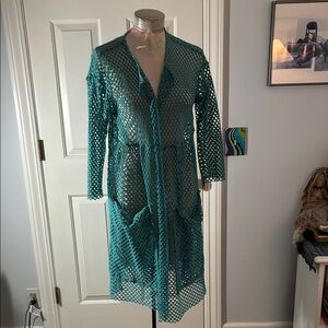 NWT NoBlu turquoise mesh duster